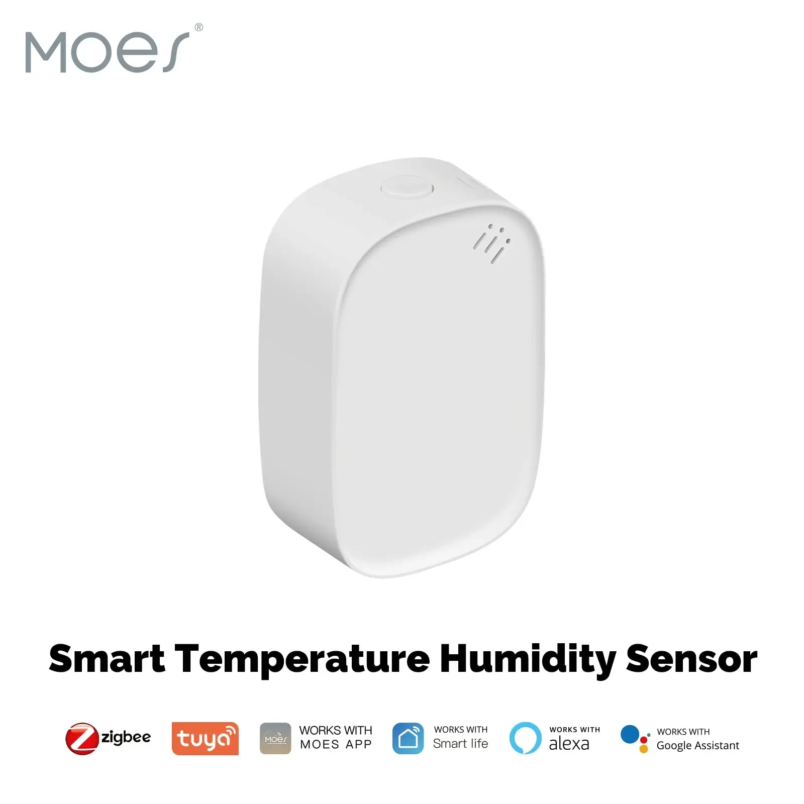 MOES Tuya Zigbee Smart Temperature Humidity Sensor Indoor Hygrometer APP Monitoring Works With Alexa Google Home Battery Powered