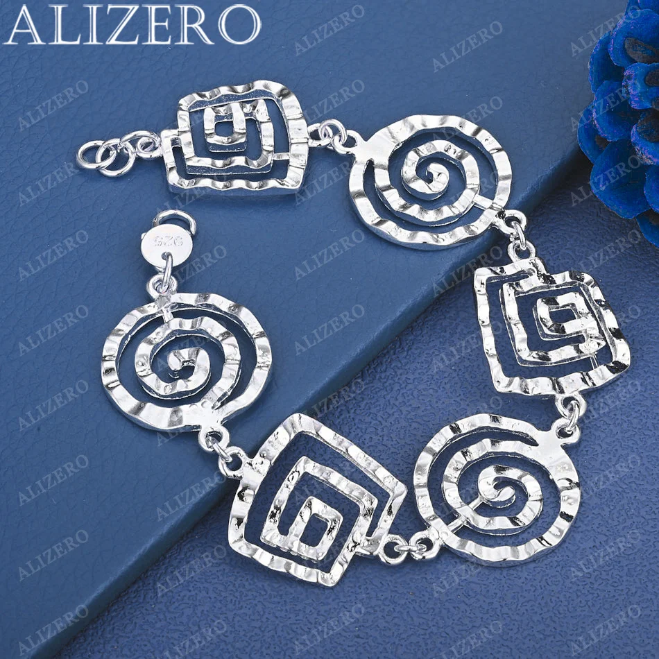 

ALIZERO 925 Sterling Silver Bracelet Wave Whorl Bracelets For Women Fashion Wedding Party Jewelry Gift