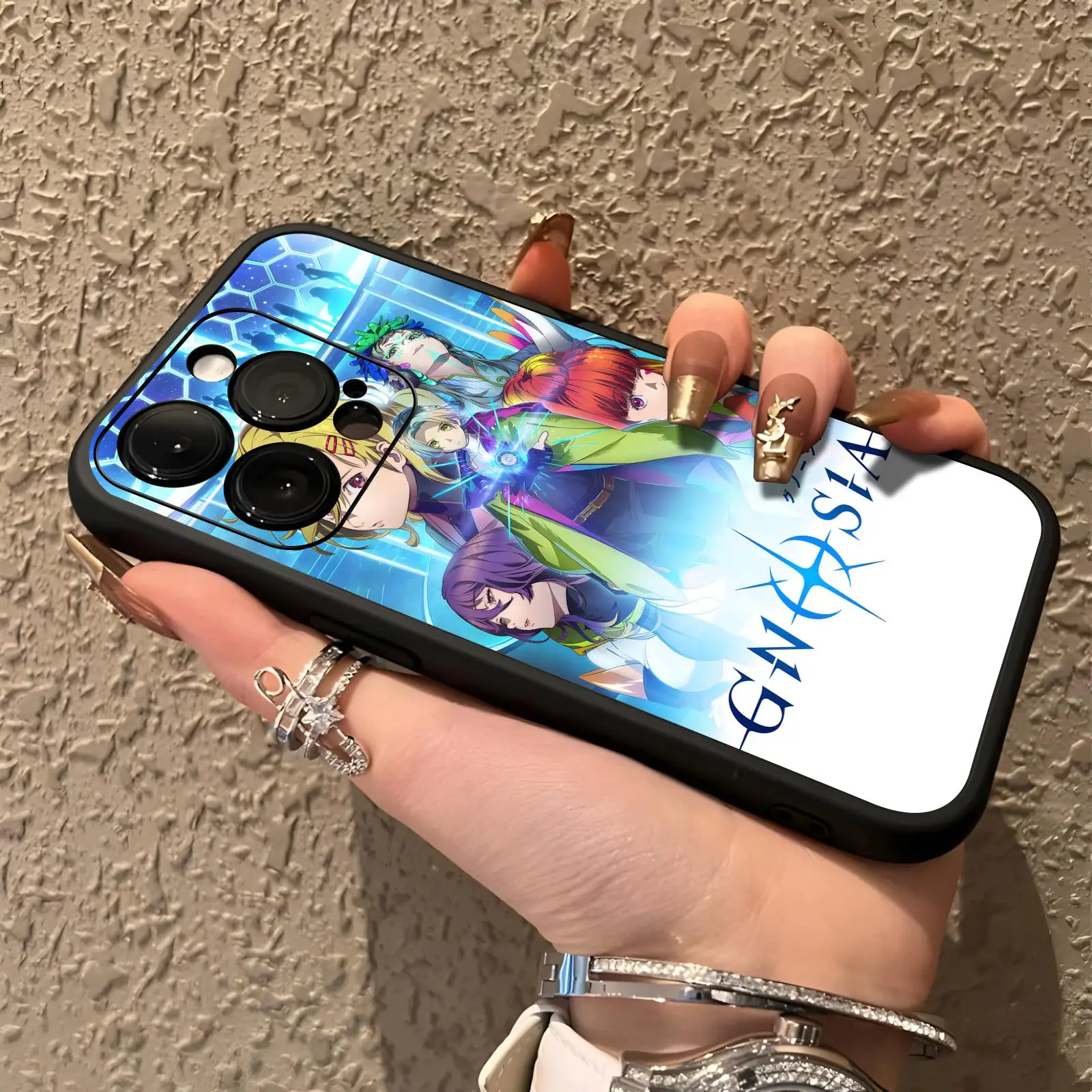 Funda de Teléfono Anime GNOSIA para iPhone 17 16 16e 15 14 13 12 Plus Mini Pro Max, Negra, Suave, Antigolpes