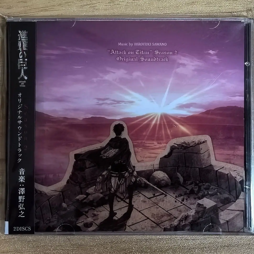 Anime Attack on Titan 2 Eren Jaeger música CD Sawano Hiroyuki OST álbum 2 uds registro de música Cosplay Walkman coche insonoras caja