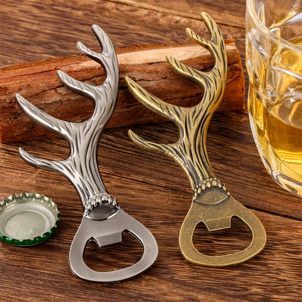 Elk Horn Beer Bottle Openers Unique Beer Gifts Grey Black/Bronze Alloy Metal Openors Birthday Present