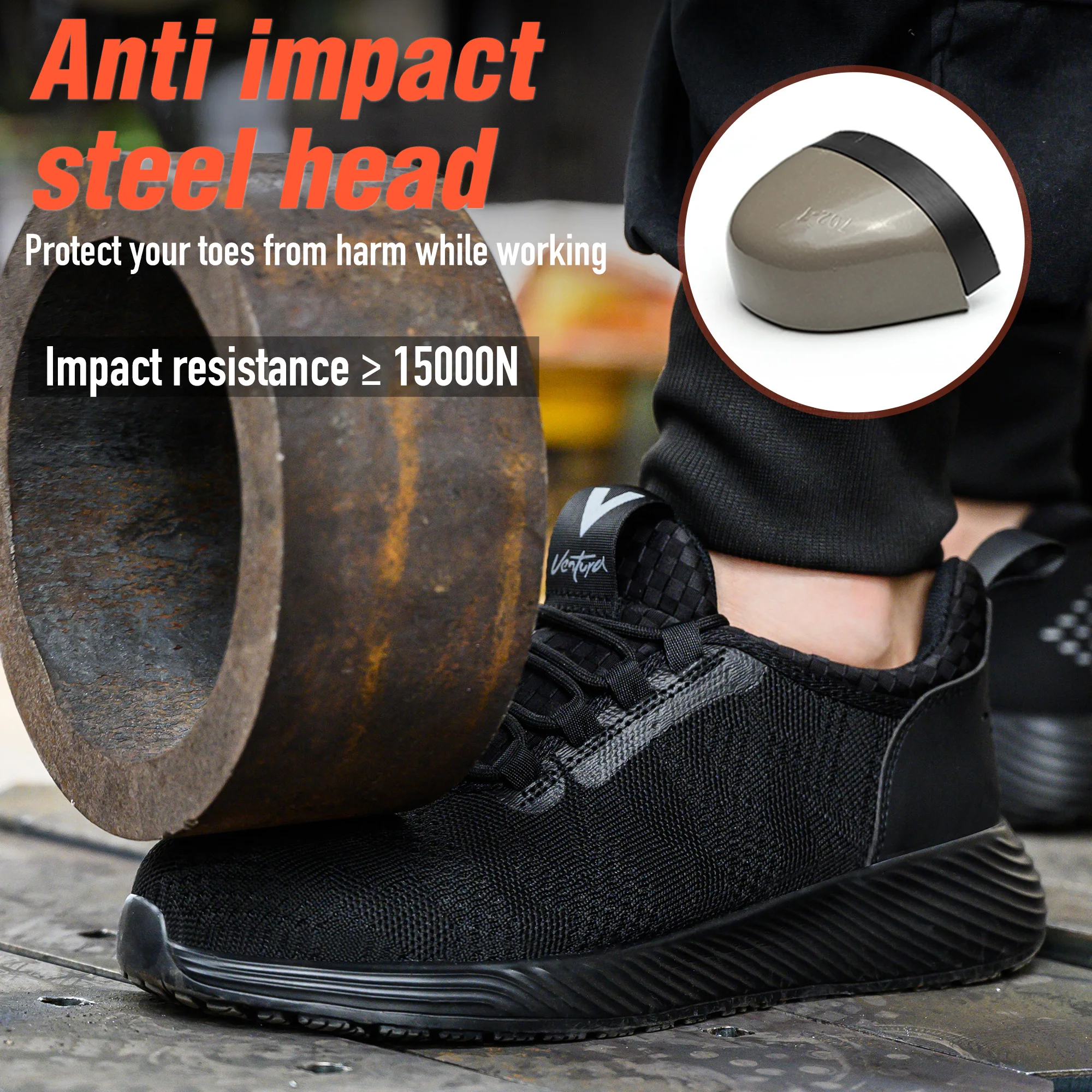 ultra Light Safety Shoes Steel Toe Cap Black Work Shoes Puncture Resistant Protective Work Boots Industrial Indestructible Shoes_voghion.com