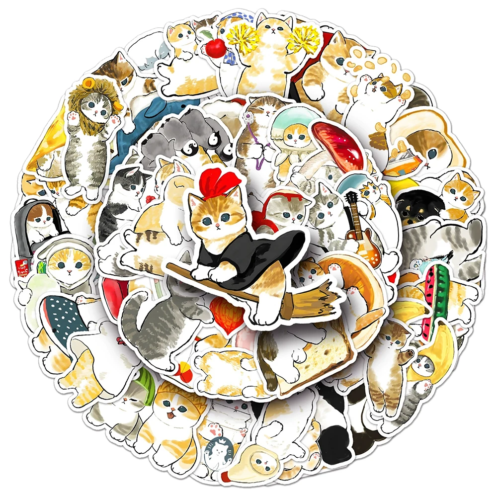 10/30/50/100pcs Cute Watercolor Cat Graffiti Stickers Kawaii Cartoon Hand-drawn Kitten Decals Laptop Scrapbook Phone Sticker Toy