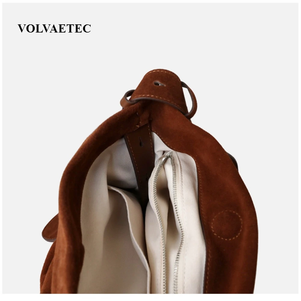 VOLVAETEC الخريف والشتاء متجمد جلد البقر دلو حقيبة المتخصصة تصميم الجلد الحقيقي عادية كسول الكتف رسول حقيبة المرأة