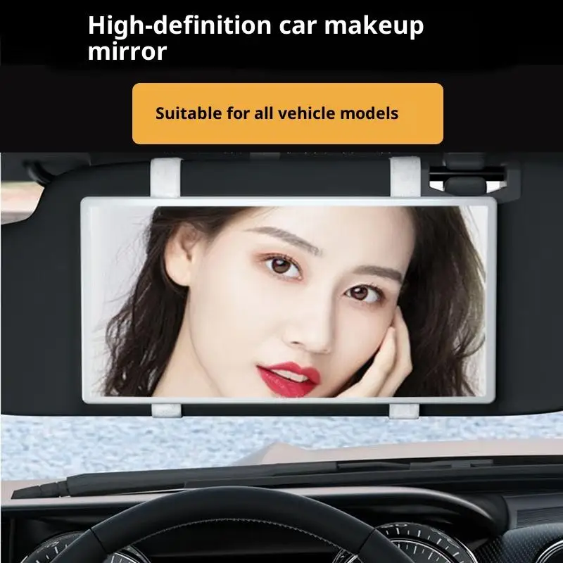 Plaque de pare-soleil de voiture HD, Installation de sangle de miroir de maquillage Portable, miroir sans lumière, accessoires d'intérieur automobile
