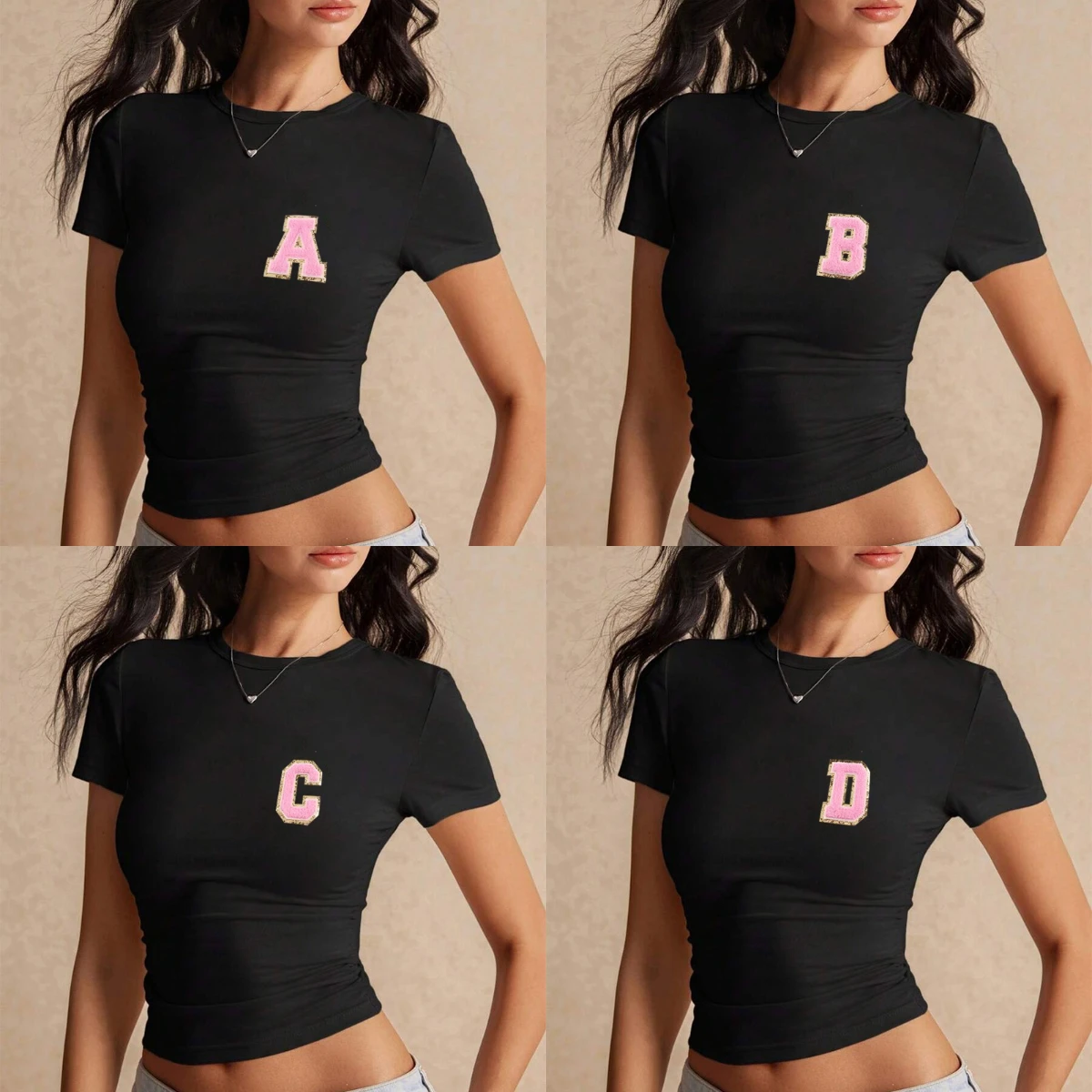 

Мода 2025, летние черные сексуальные укороченные топы Y2k, женская футболка с круглым вырезом и буквенным украшением, футболка с короткими рукавами, уличная готическая рубашка