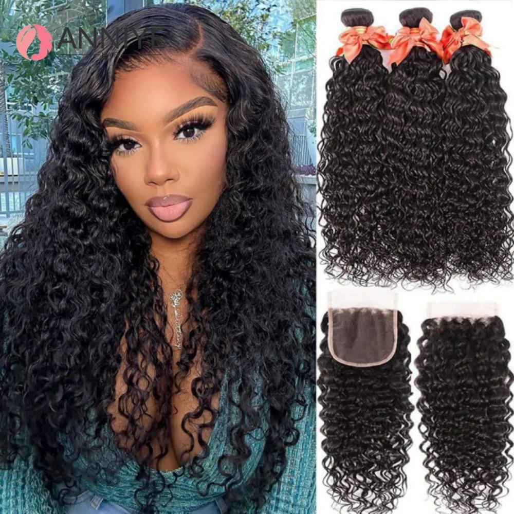 

12A Curly Human Hair Bundles With Closure 4X4 Lace Kinky Curly Hair Bundles Raw Weaving 100% Human Hair Extensions Natural Color