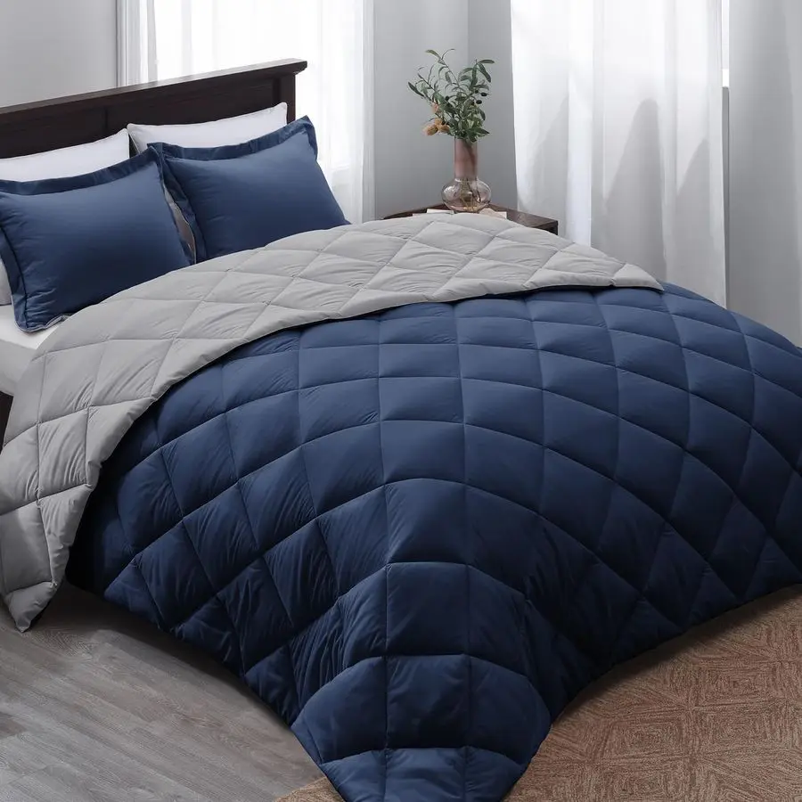 

Queen Comforter Set Navy Blue Comforter Set Queen Size, Reversible Bed Comforter Queen Set for All Seasons, Navy Grey, 1 Comfort