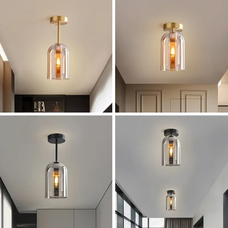 Nordic Modern Glass Ceiling Lamp Bedroom Bedside Restaurant Kitchen Bar Island  Hanging Led Chandelier Lights Indoor Lighting