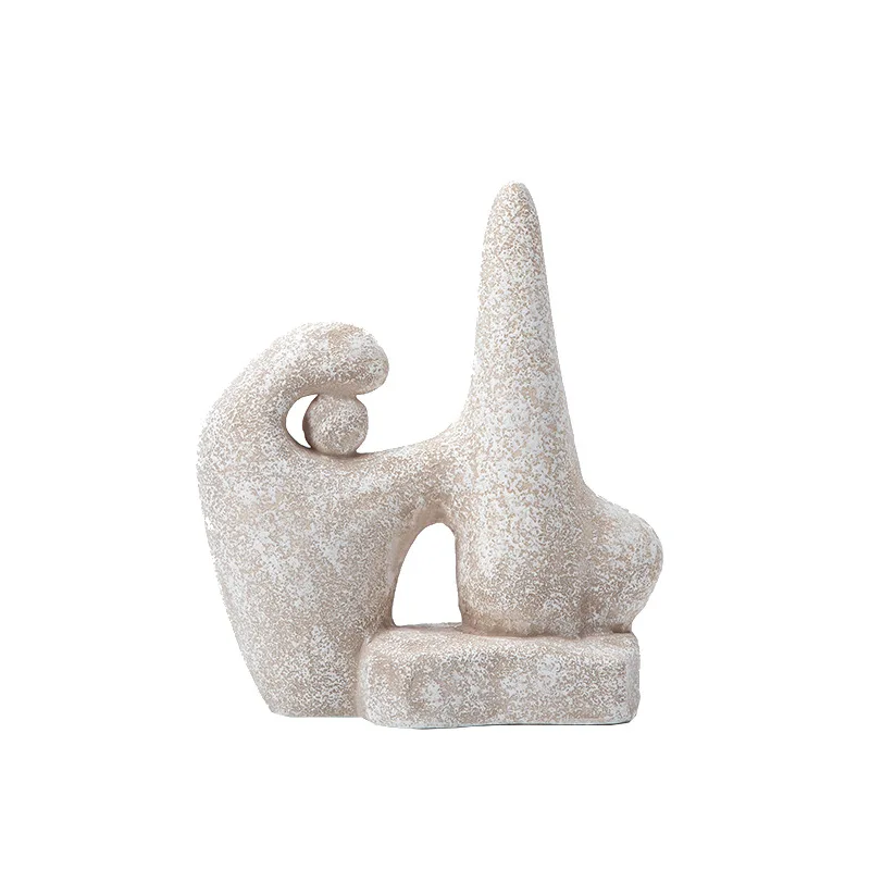 

Beige texture geometric creative ornaments, creative modeling white home accessories, special-shaped