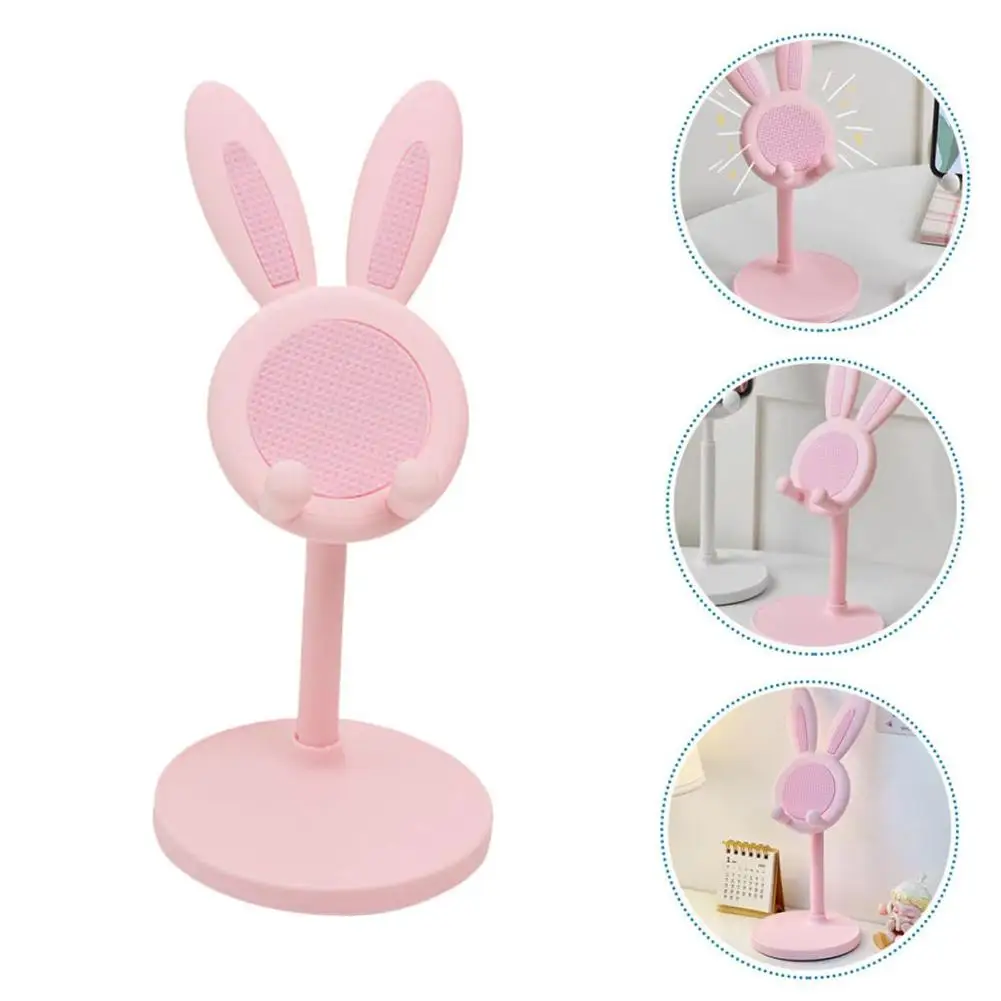 Cute Cartoon Bunny Desktop Mobile Phone Holder Stand Smartphone Tablet Bracket Adjustable Telescopic Lifting Lazy Bracket