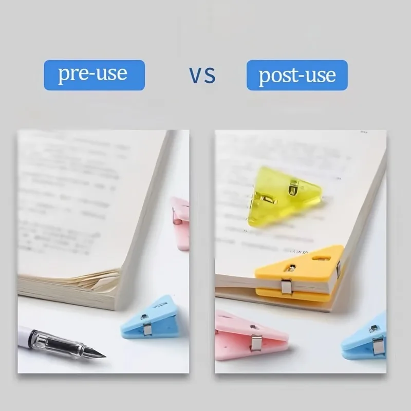 20pcs Transparent Triangle Clips, Right Angle File Folders for Test Papers, Book Covers, Office School Home Anti-Wrinkle Plastic