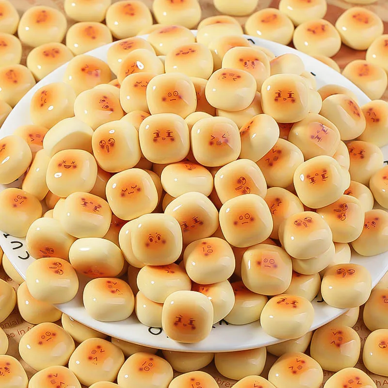 10pcs Kawaii Cartoon Mini Bread Steamed Bun Resin Fake Food Simulation Cute Bread Charms DIY Phone Case Decoration Accessories