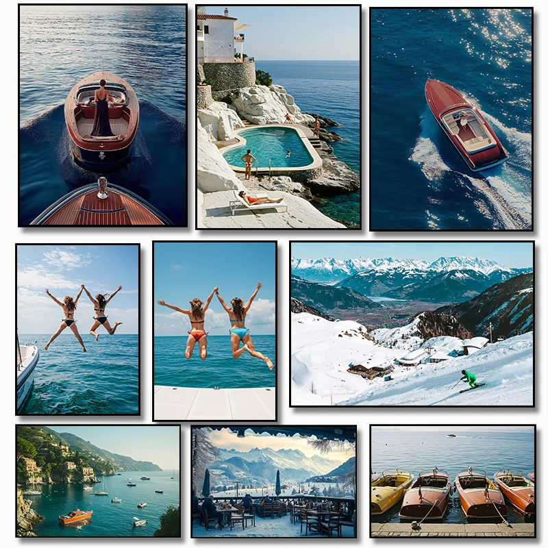 Classic Advanced Photography Beach Surfing Print Yacht Car Canvas Painting Sport Extravagant Lifestyle Poster Bedroom Home Decor