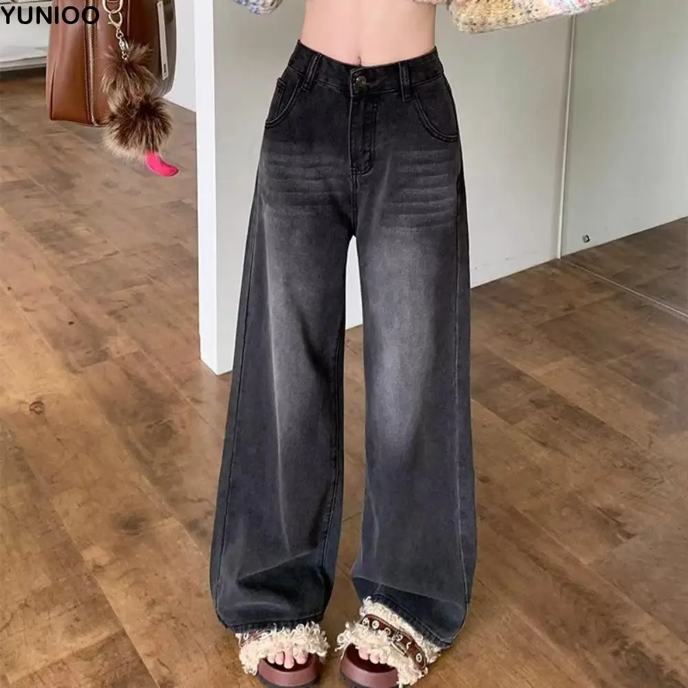 

Simple Straight Leg Y2K Jeans Loose Autumn Baggy Denim Pants High Waist Cowboy Trousers Girls Lady