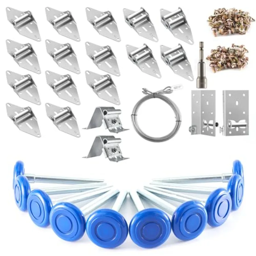 

XiKe 2" Nylon Garage Door Roller 4" Stem and Hinges Kit with Top and Bottom Bracket Steel Wire Rope Screw Sleeve Hardware Set f