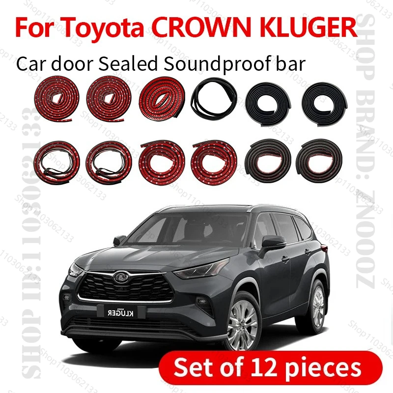 For Toyota CROWN KLUGER Car Door Seal Strip Rubber Double Layer Sealing Protector Soundproof Strip Dustproof Seal Strip 12 PCS