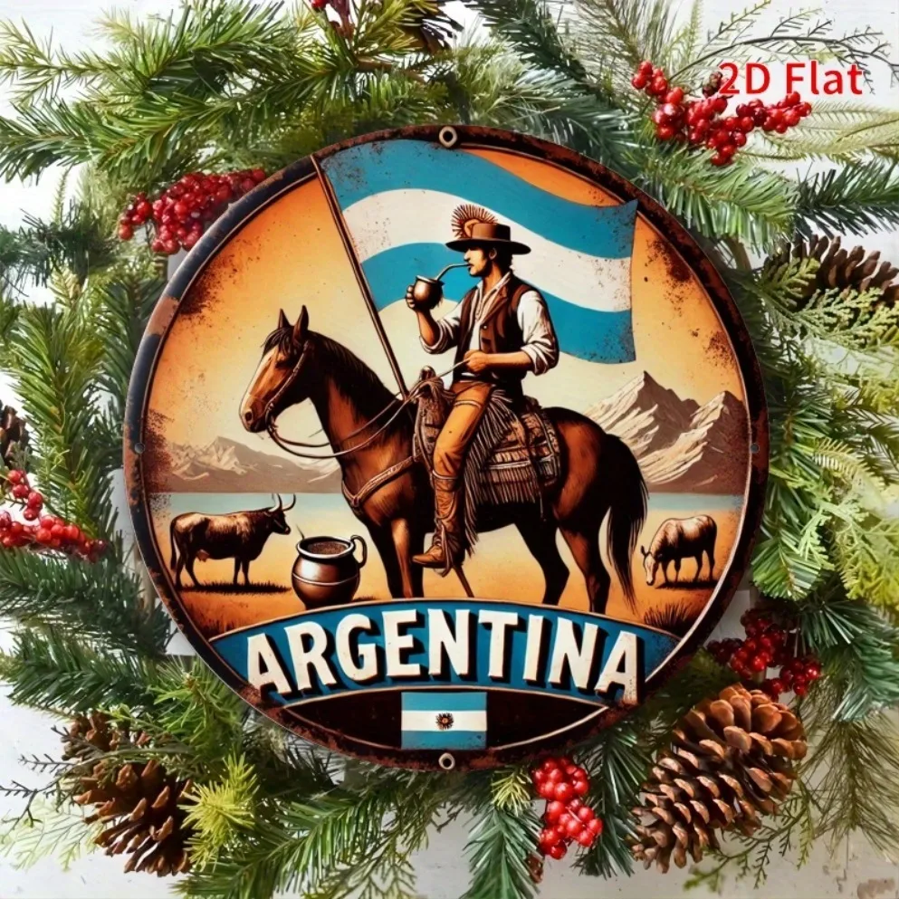 لوحة فنية جدارية ثنائية الأبعاد لموضوع البراري الأرجنتيني - تتميز بشاي رعاة البقر والمعلم |   مثالية للمطاعم الأرجنتينية والمنازل |   هدية فريدة"