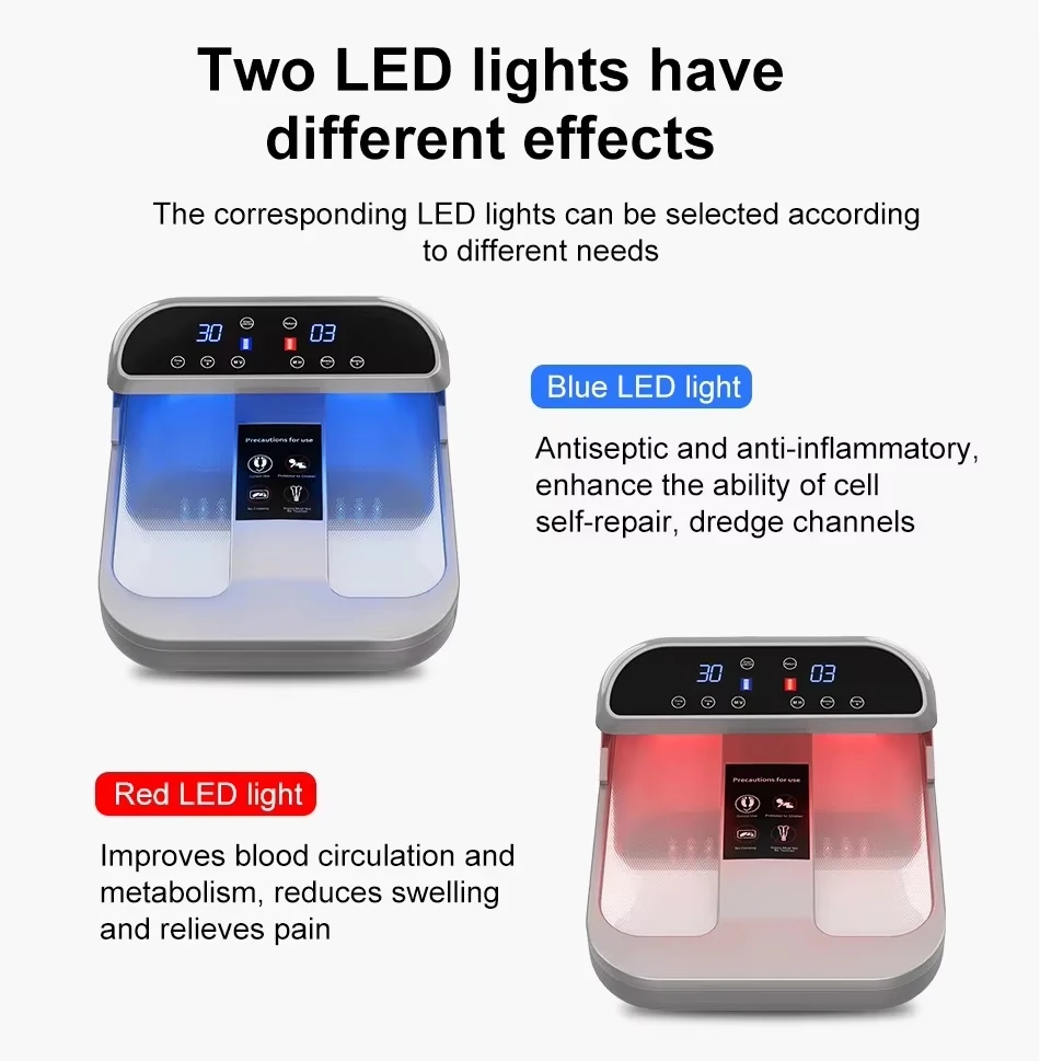 Plus Red and Blue Light 2in1 P90 P100 PEMF Terahertz Therapy Foot Spa Remote Control Wireless PEMF Massager Health Care