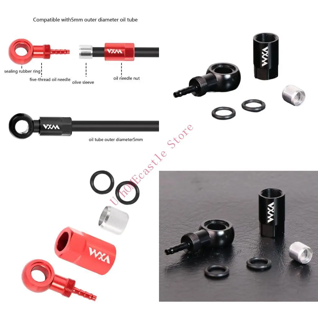 63HF Aluminum Brake Oil Pipe Connection Connectors Set For Mountain Bicycles Upgrades