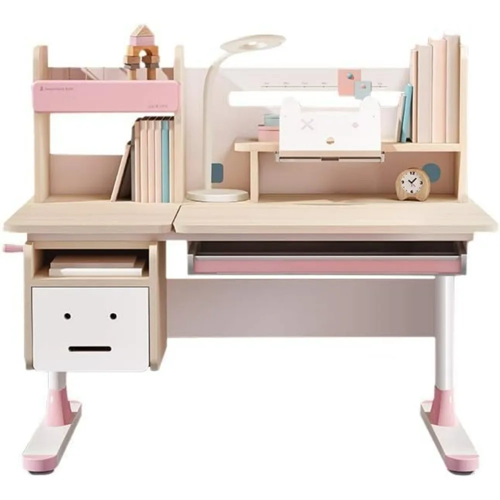 Kids desk.Kids Desk, Wood Adjustable Height Ergomonoic Children Study Writing Reading Desk with Tiltable Desktop, Tablet Stand