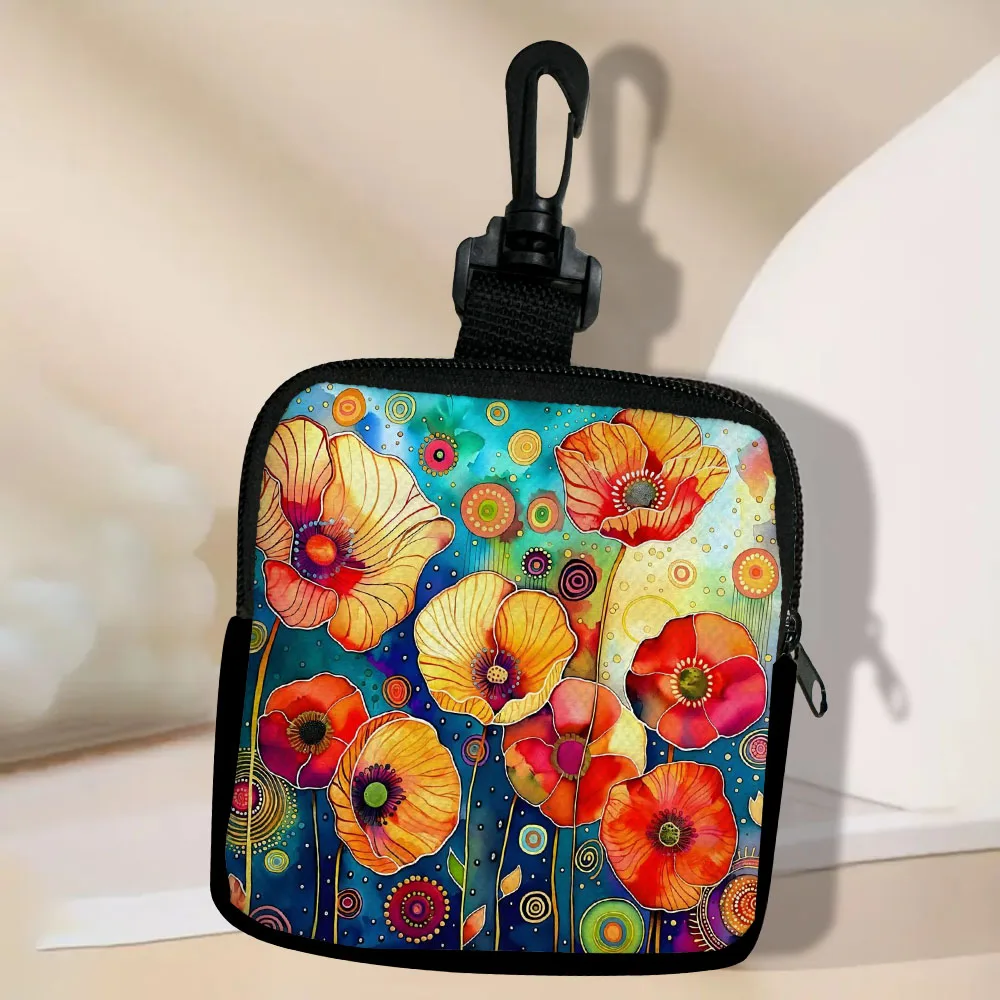 

Poppy Portable Women Coin Bag Money Purse Id Card Holder Wallet Case Zipper Key Storage Pouch Mini Key Bag 5.23