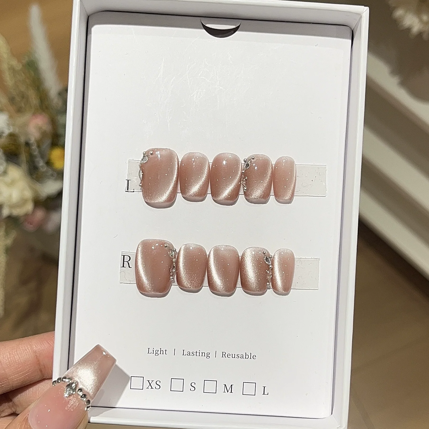 conjunto-de-10-unidades-de-unhas-posticas-curtas-com-design-de-olho-de-gato-e-strass-brilhante-unhas-falsas-simples-francesas-manicure-pratica