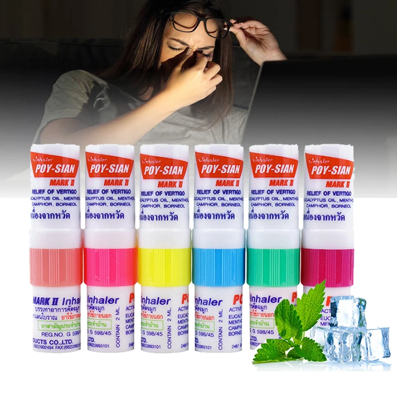 Thailand Herbal Nasal Inhaler Stick Mint Cylinder Treament For Asthma Nose Congestion Headache Refreshing Aroma Stick Inhaler