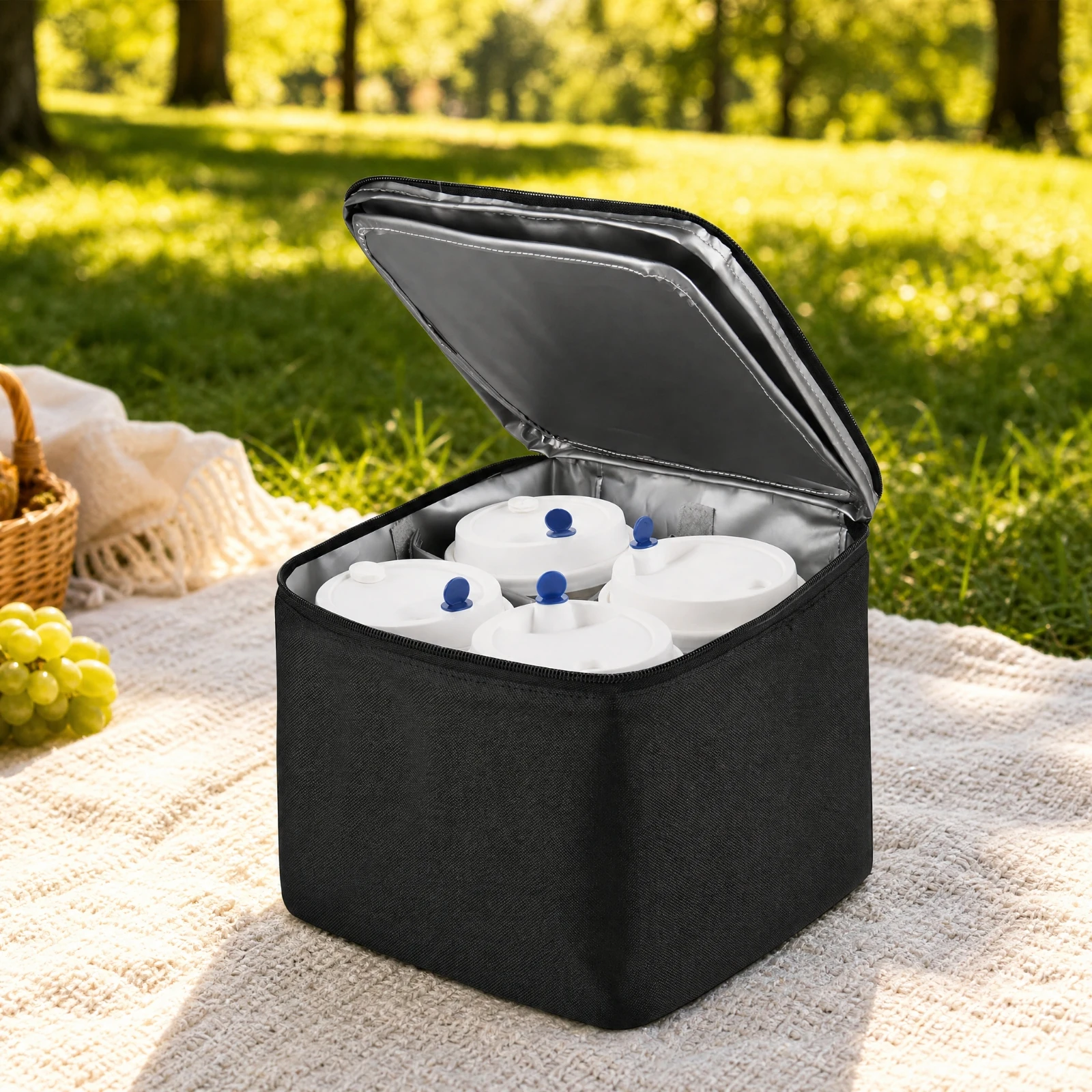 Portable Insulated Beverage and Food Bag Compact Insulated Lunch Bag with Removable Divider Long-Lasting for Office Lunches