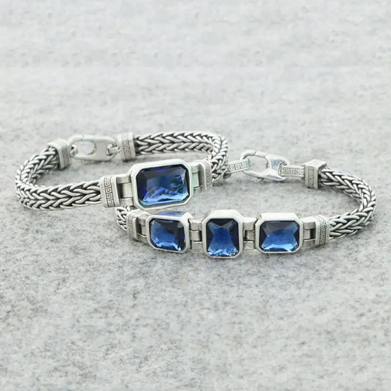 

China-Chic Original 925 Sterling Silver Sapphire Bracelet Female Fashion Personality Simple Versatile Woven Handmade Bracelet Ma