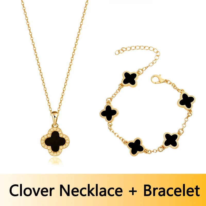 

2 pieces Hot 18k Gold plum blossom plant five leaf necklace，bracelet，women's jewelry set