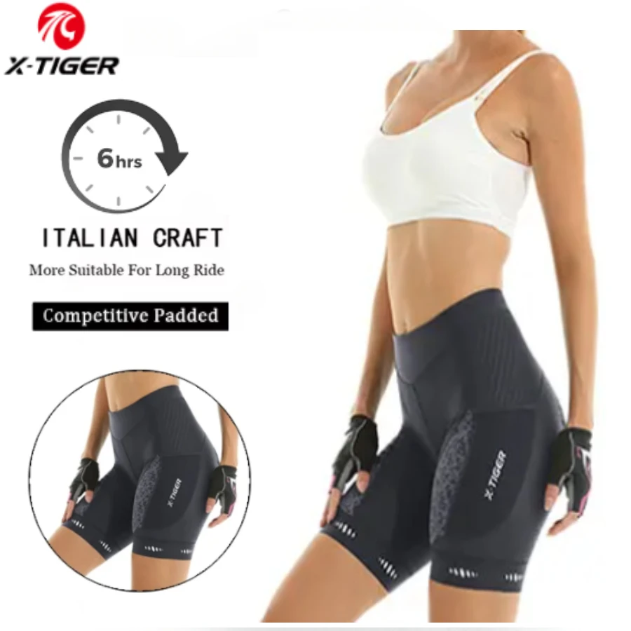 X-TIGER Women Cycling Shorts Road Bicycle Shorts Pro 5D Padded  MTB Bike Shorts with Side Pockets Summer Cycling Bib Tights