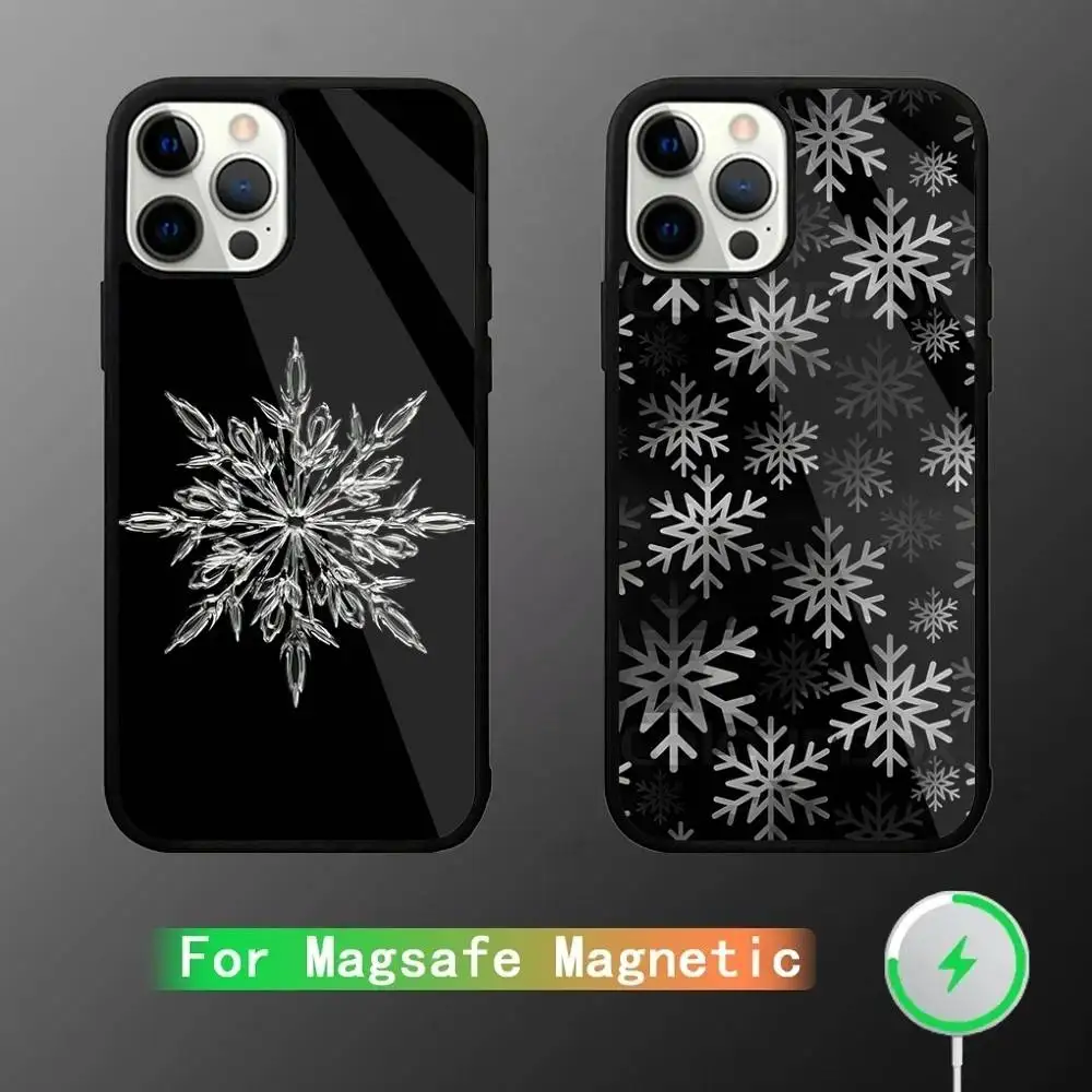 

Christmas Snowflakes Phone Case For iPhone 16,15,14,13,12,11,Plus,Pro,Max Mini Magsafe Magnetic Wireless Charging