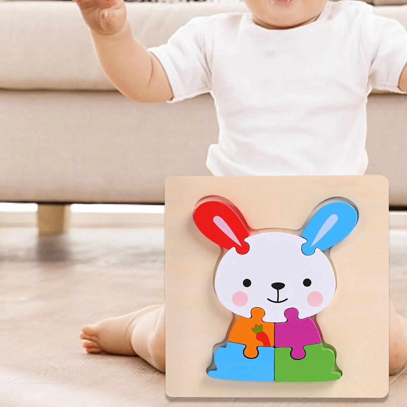 Wooden Blocks Puzzle Wooden Puzzles for Toddlers 3D , Colorful Fine Motor Skills Gift Animal Shape , Montessori Puzzles