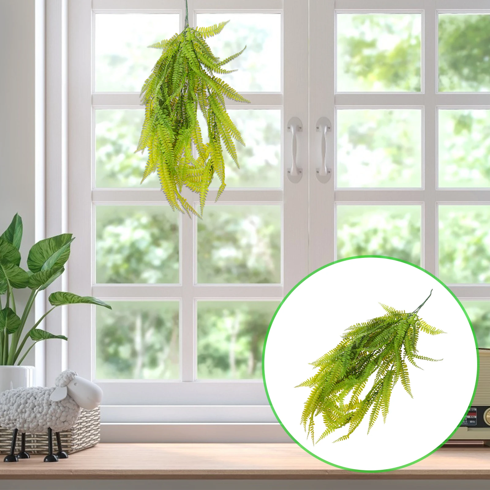 

Pteris Wall Hanging Fake Fern Decor Durable Plastic Plant Home Office Adornment Simulation Phoenix tail Hanging Decor Household