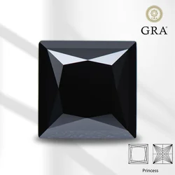 Moissanite Stone Natural Black Color Princess Cut Lab Diamond Gemstone for Diy Jewelry Making Materials with GRA Certificate