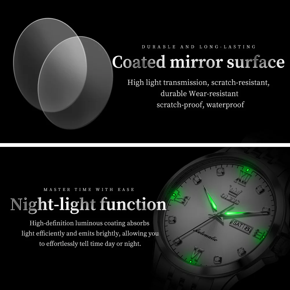 OLEVS 7092 ساعة رجالية الراقية الأصلية ساعة ميكانيكية أوتوماتيكية التقويم أسبوع مقاوم للماء رجال الأعمال ساعة رسمية هدية Reloj #5