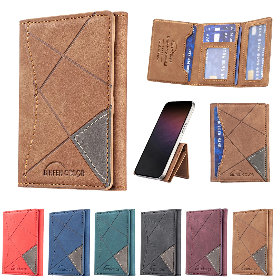 Artificial Leather Credit Card Magnetic Elastic Wallet (5 Card Slot) ID Card Clip Wallet Kickstand Holder for IPhone 17 Pro Sle