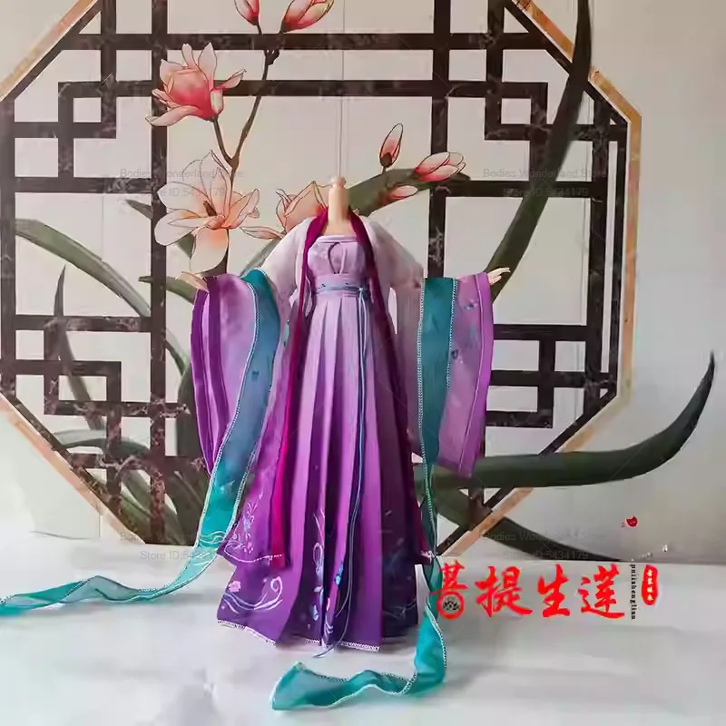 Customize Clothes 1/6 Traditional Kimonos Tang Dynasty Printed Chest Length Hanfu Fairy Princess Dress For BJD ob27 12'' Body