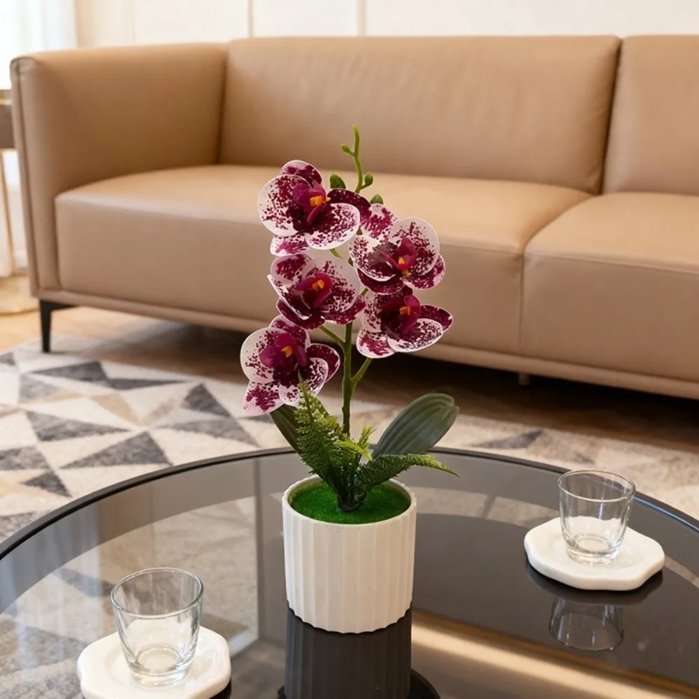 Multi-Bloom Simulated Butterfly Orchid White Flower Pot DIY Artificial Faux Plants Faux Flowers Artificial Orchid Bonsai