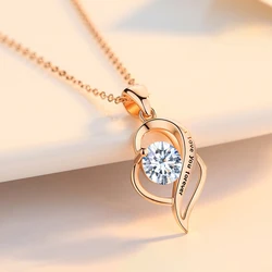 트렌디 한 당신을 영원히 사랑합니다 Moissanite 목걸이 1 캐럿 D 색상 GRA 인증서 진짜 실버 925 여성 쥬얼리 약혼
