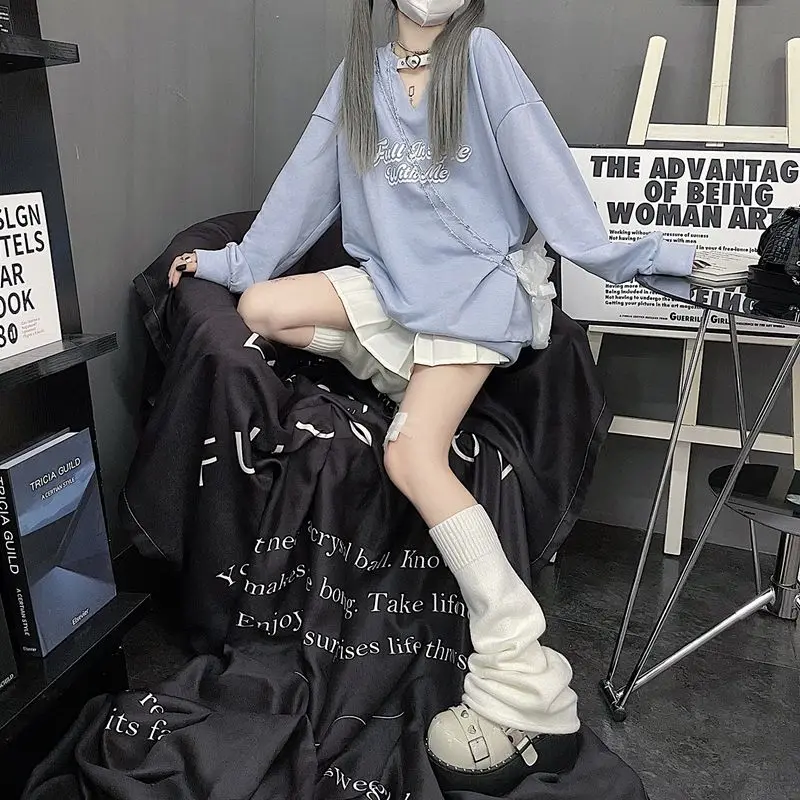 Y2K Punk Knitted Leg Warmers Harajuku Women Leg Covers Sock JK Thigh High Lolita Girls Stockings Hairy Leggings Heaters Female