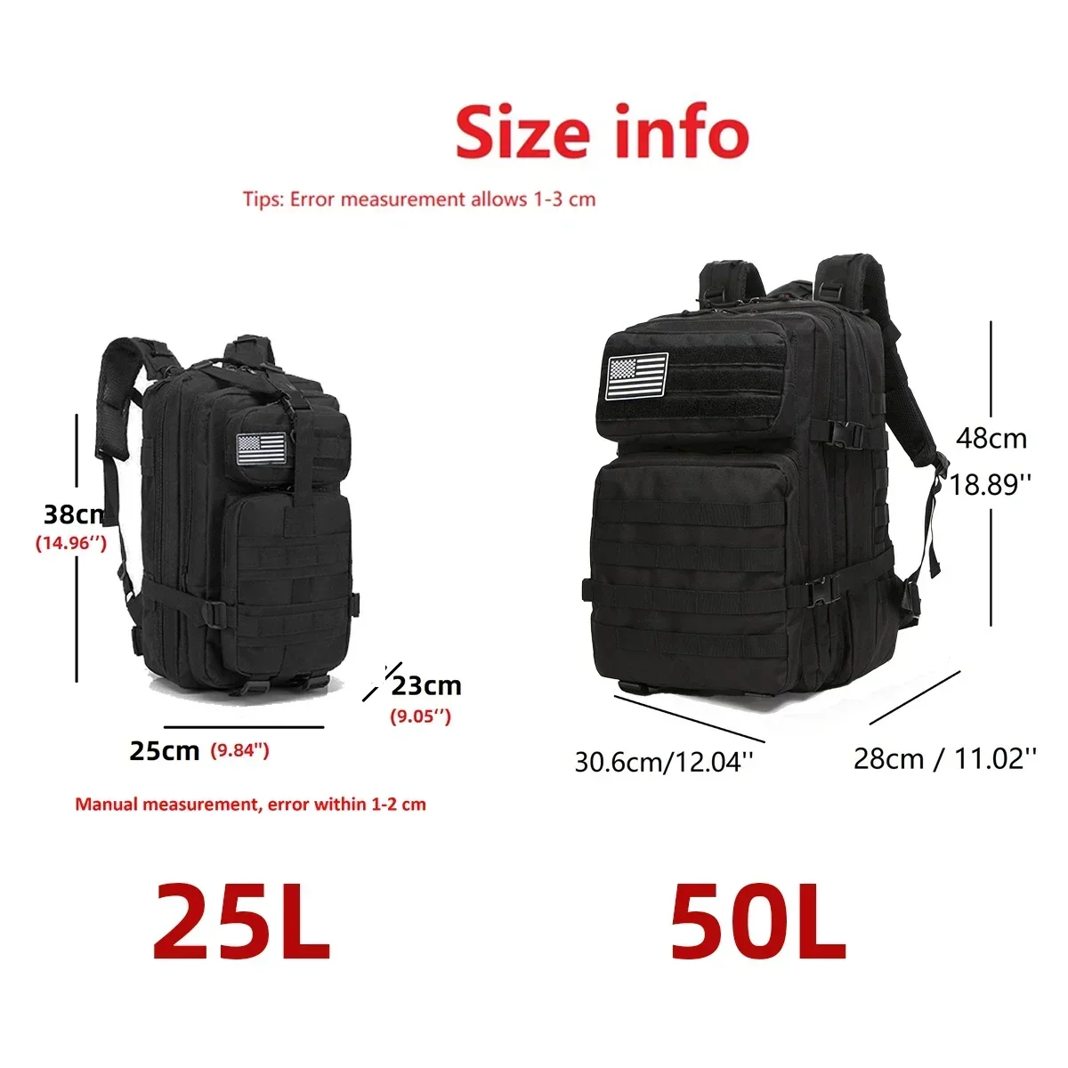 25L/50L Tactical Backpack Molle Bag Outdoor Bags Backpack for Hiking Camping Trekking Hunting Fishing GYM Bags Backpacks