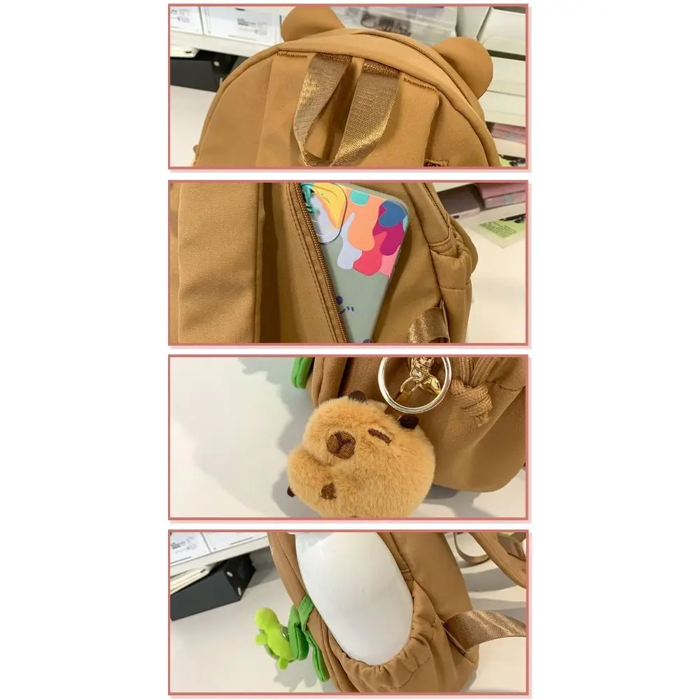 Cartoon Nylon Capybara Backpack Large Capacity Travel Backpack Laptop Backpack School Bag