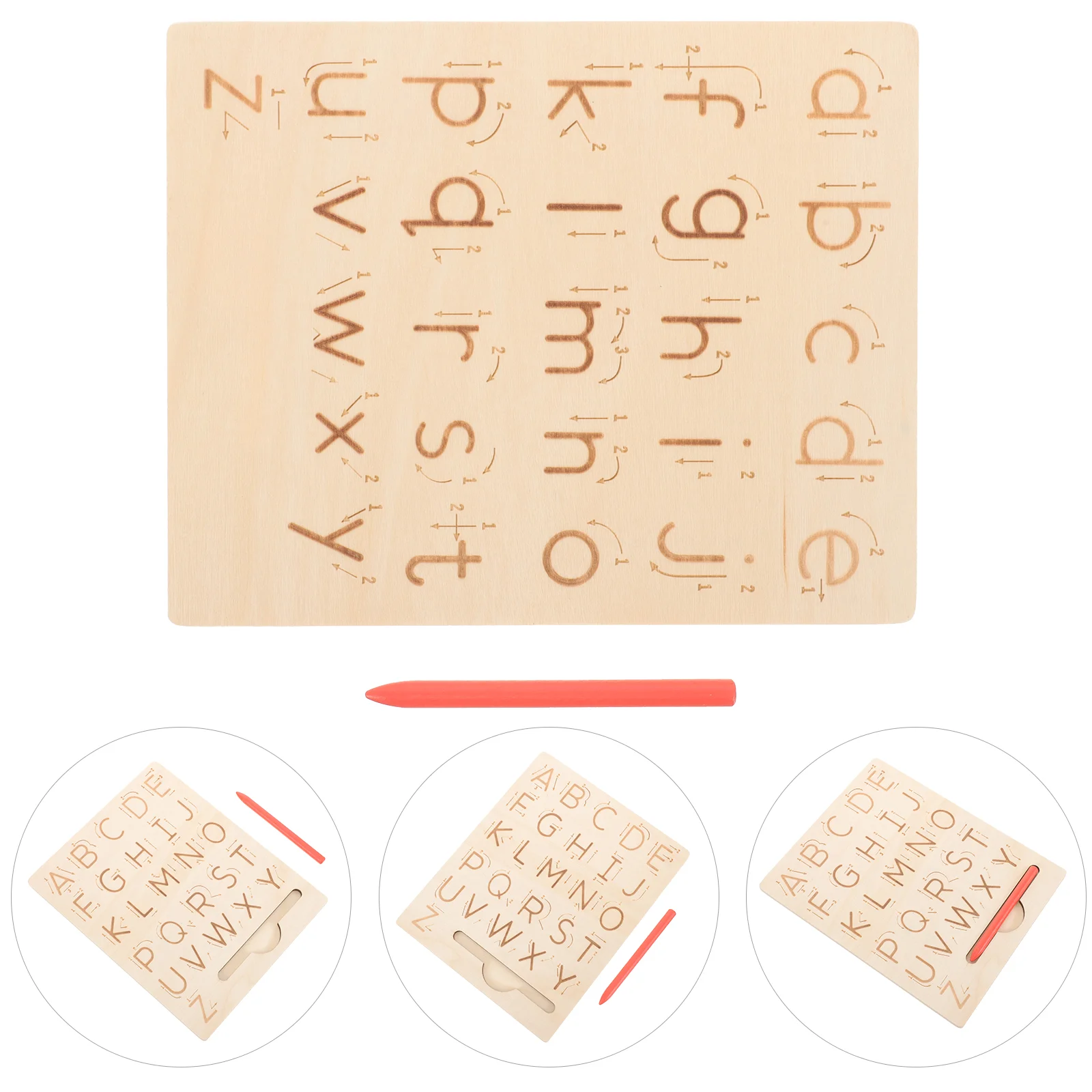 1 Juego de tablero de rastreo, tablero de práctica, herramienta de rastreo de madera para niños, tablero de alfabeto de madera, tablero de rastreo de letras de madera