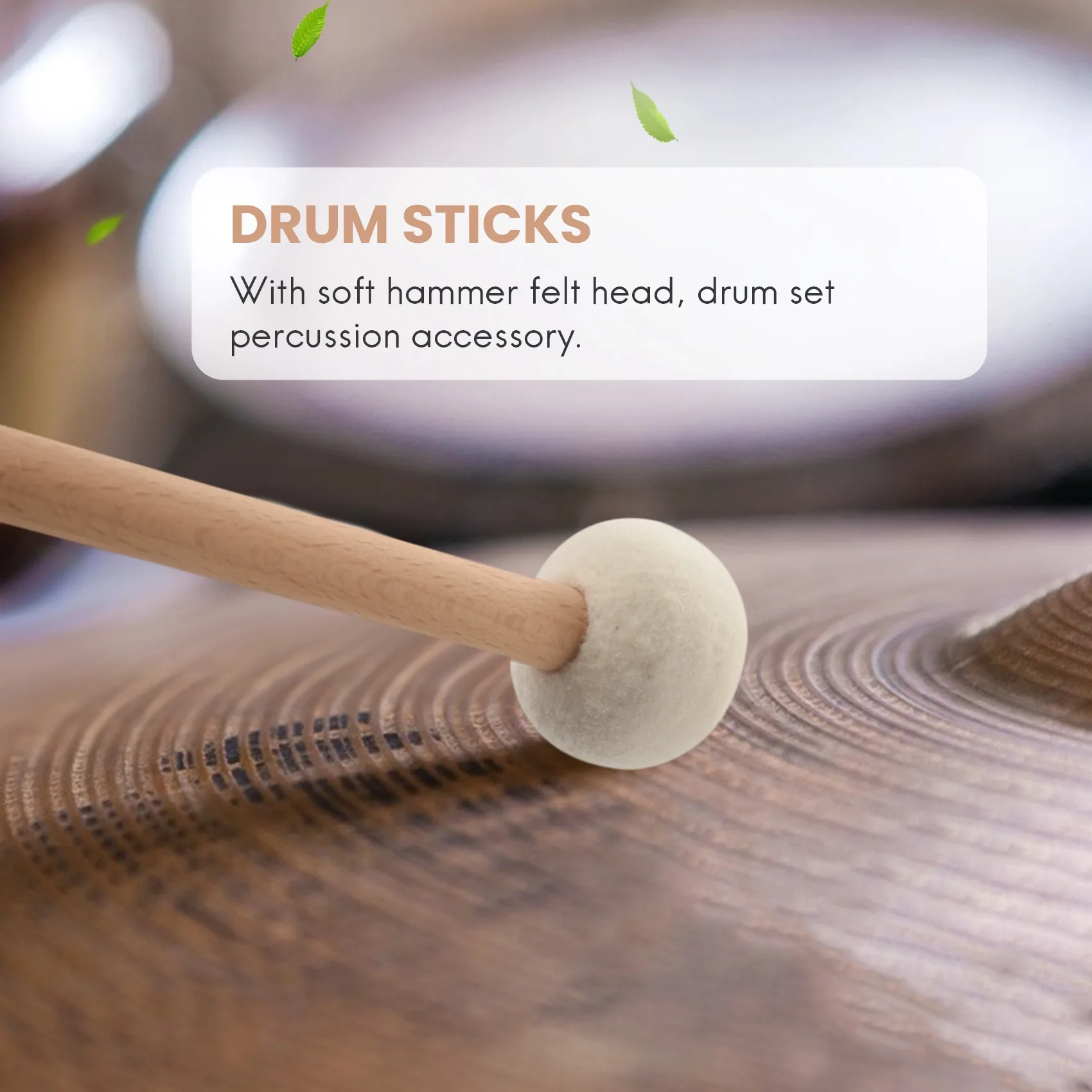 2 Pieces Double Head Drum Cymbal Gong Mallet Soft Hammer Sticks Mallets Rods Felt Hammer 385mm