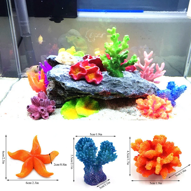 1pc Resin Fish Tank Landscape Aquarium Decoration Artificial Coral Cute Colorful Coral Fish Aquatic Ornament