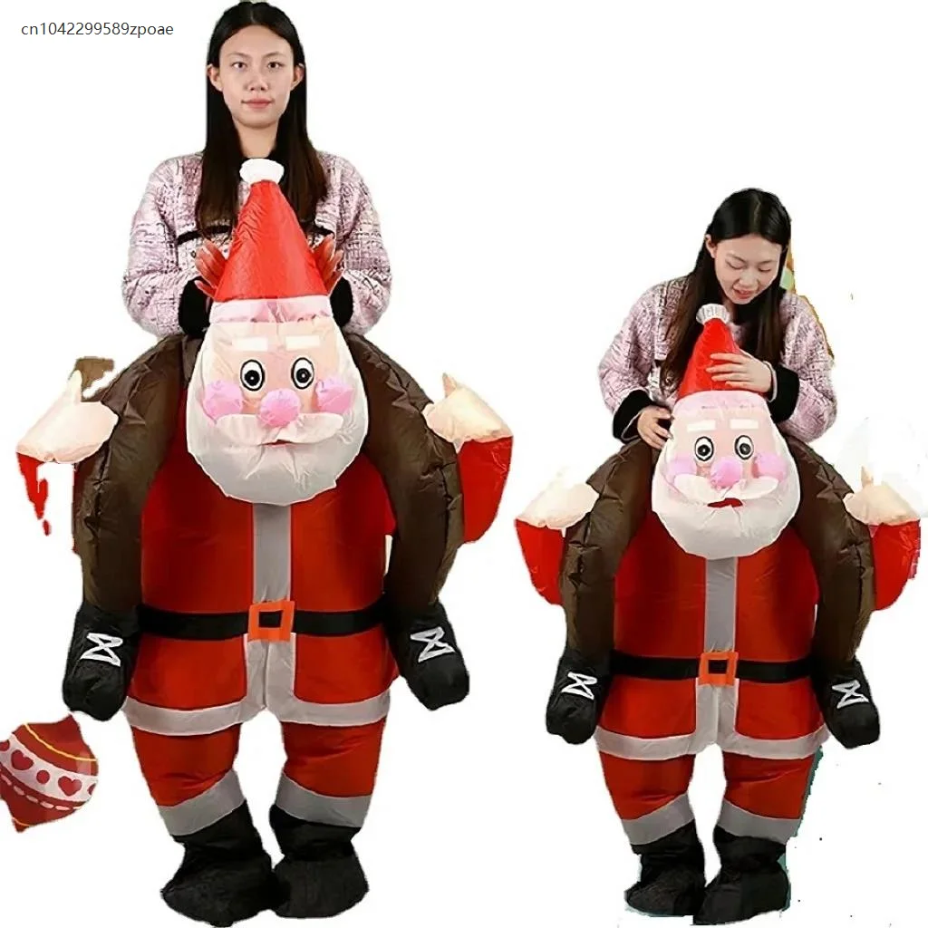 

Christmas Unisex Upright Walking Inflatable Cute Riding Santa Claus Inflatable Suit Christmas Party Cosplay Performance Props