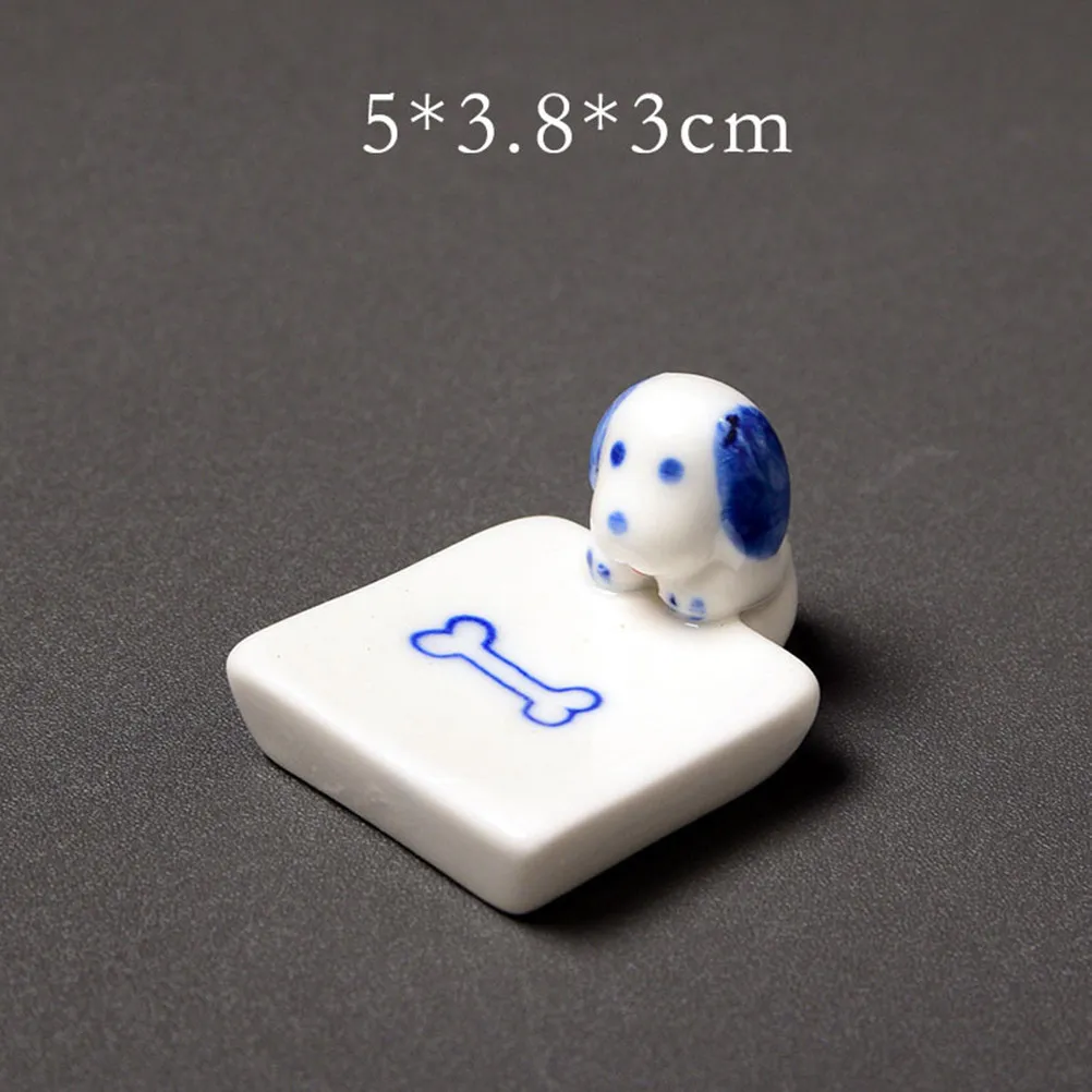 6Pcs Ceramic Cartoon Dog Chopstick Holder Set for Spoon Fork Rest Japanese Style Tableware Decor Home Party Wedding Gift