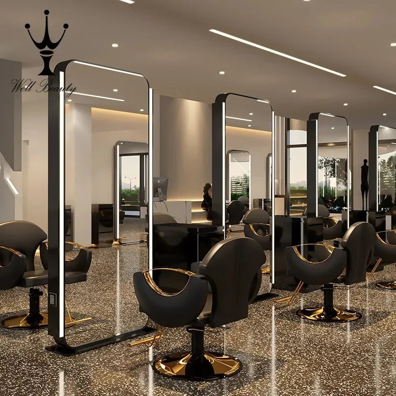 YJQ single/double-sided barbershop mirror, dressing table, salon dedicated minimalist modern haircut mirror, full-length mirror